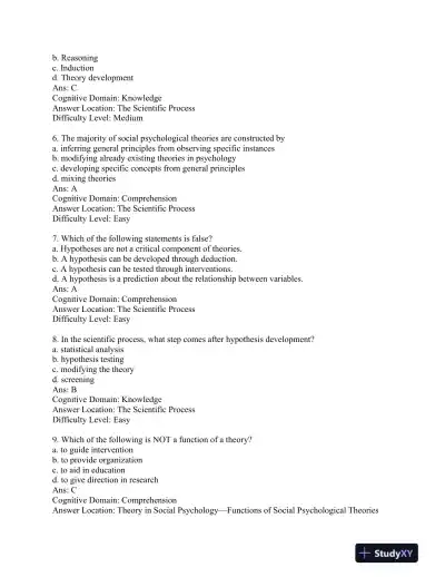Applied Social Psychology: Understanding and Addressing Social and Practical Problems Third Edition Test Bank - Page 3 preview image