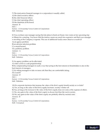 Test Bank for Corporate Finance: The Core, 5th Edition - Page 9 preview image