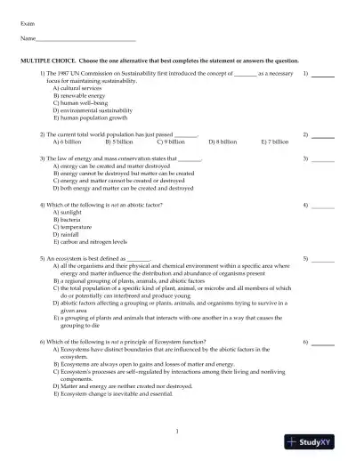 Test Bank For Environment and You, 2nd Edition - Page 1 preview image