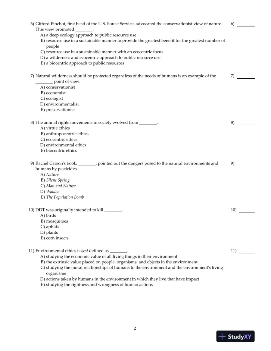 Test Bank For Environment and You, 2nd Edition, page 11