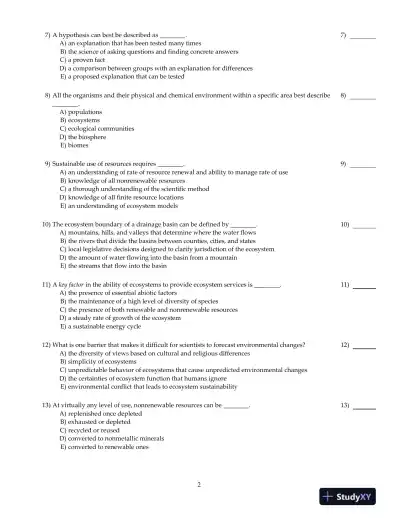 Test Bank For Environment and You, 2nd Edition - Page 3 preview image
