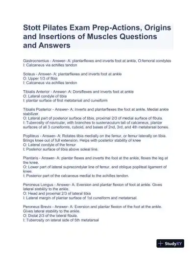 Sott Pillates Anatomy and Physiology Practice Exam With Answers (110 Solved Questions) - Page 1 preview image