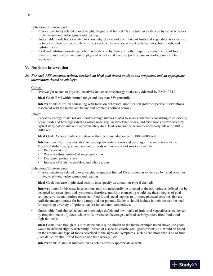 Solution Manual For Medical Nutrition Therapy: A Case Study Approach, 4th Edition, page 7