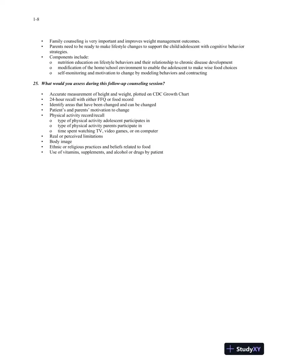 Solution Manual For Medical Nutrition Therapy: A Case Study Approach, 4th Edition, page 9