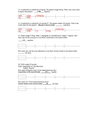 NSG318 Drug Calculation Medication Math Competency - Page 3 preview image