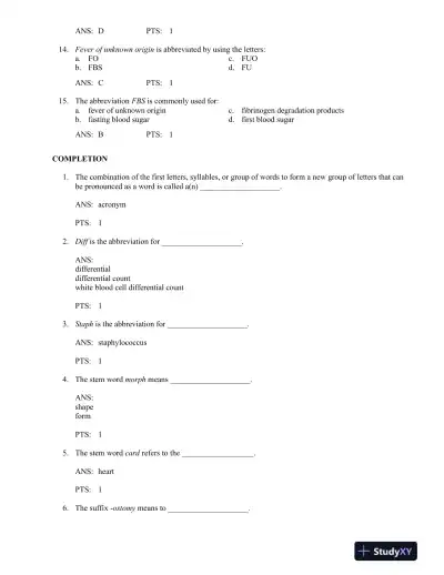 Basic Clinical Laboratory Techniques 6th Edition Test Bank - Page 12 preview image