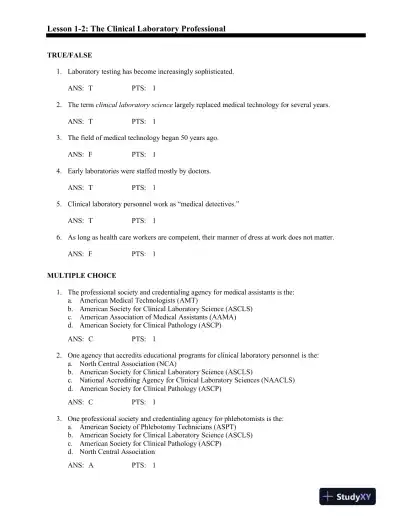Basic Clinical Laboratory Techniques 6th Edition Test Bank - Page 6 preview image