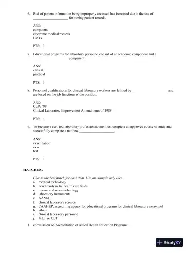 Basic Clinical Laboratory Techniques 6th Edition Test Bank - Page 8 preview image