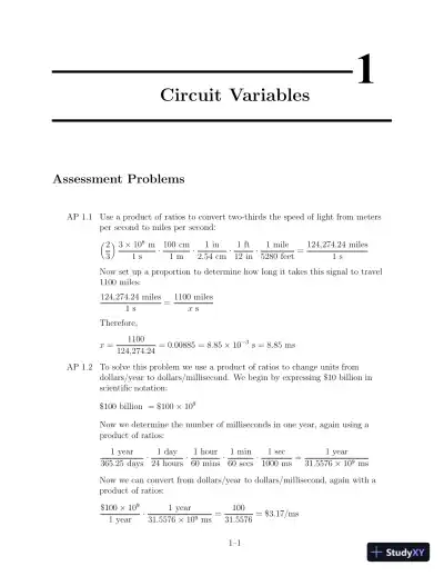 Solution Manual For Electric Circuits, 9th Edition - Page 1 preview image