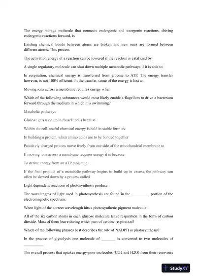 Liberty University BIOL 101 Quiz 3 Complete Solutions Correct Answers Key - Page 3 preview image