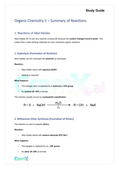 Organic Chemistry II - Summary of Reactions - Page 1 preview image
