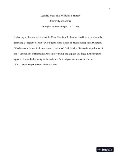 ACC 291 Principles of Accounting II � University of Phoenix - Page 1 preview image