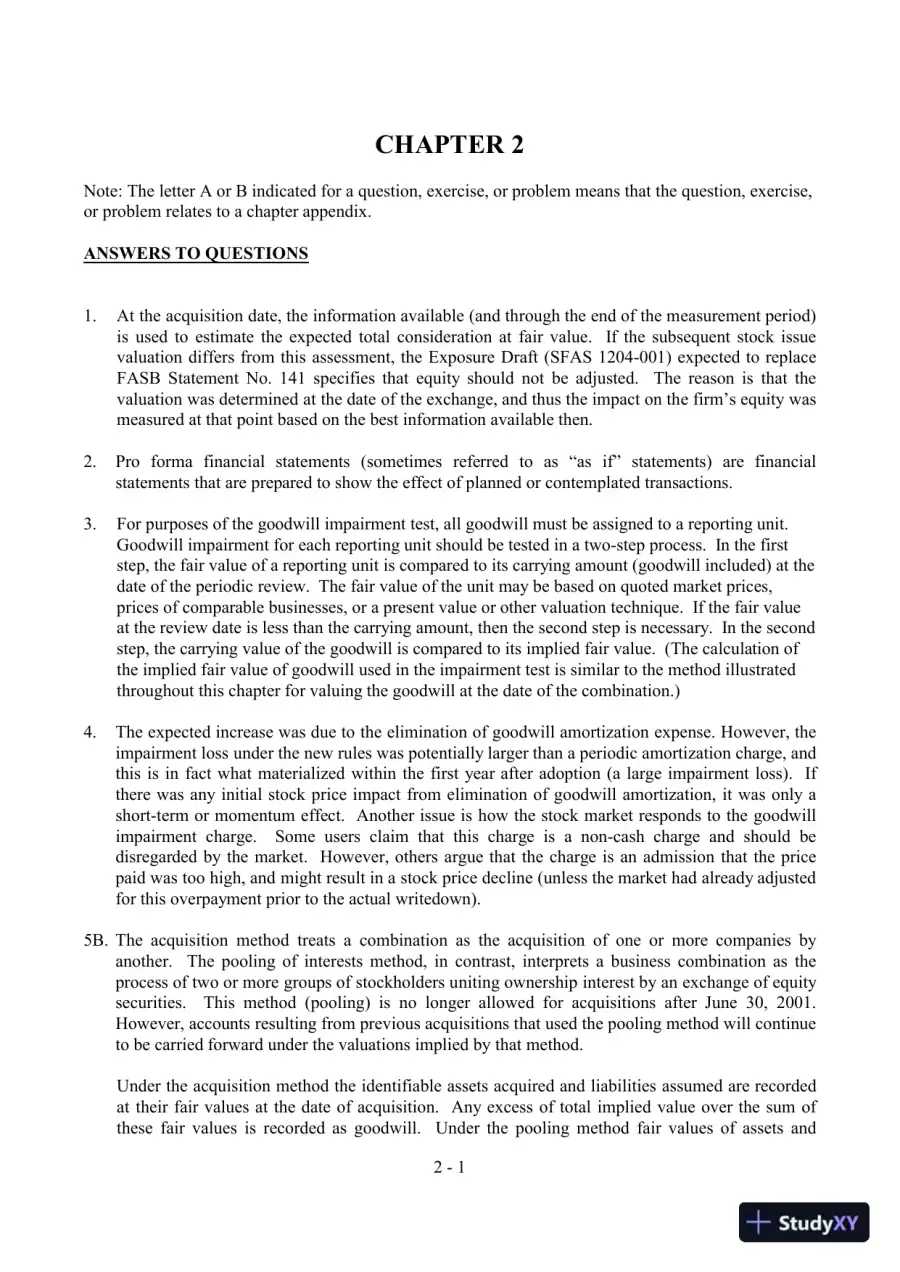 Solution Manual For Advanced Accounting, 3rd Edition(2002 Fasb Update), page 9