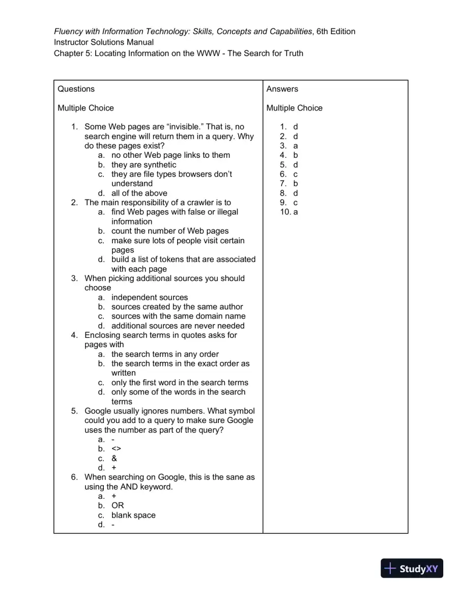 Solution Manual for Fluency With Information Technology, 6th Edition, page 17