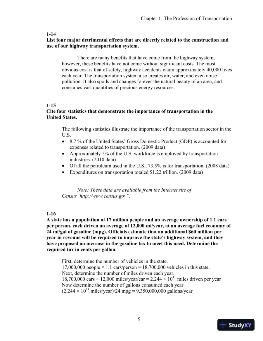 Solution Manual For Traffic And Highway Engineering, 5th Edition, page 12