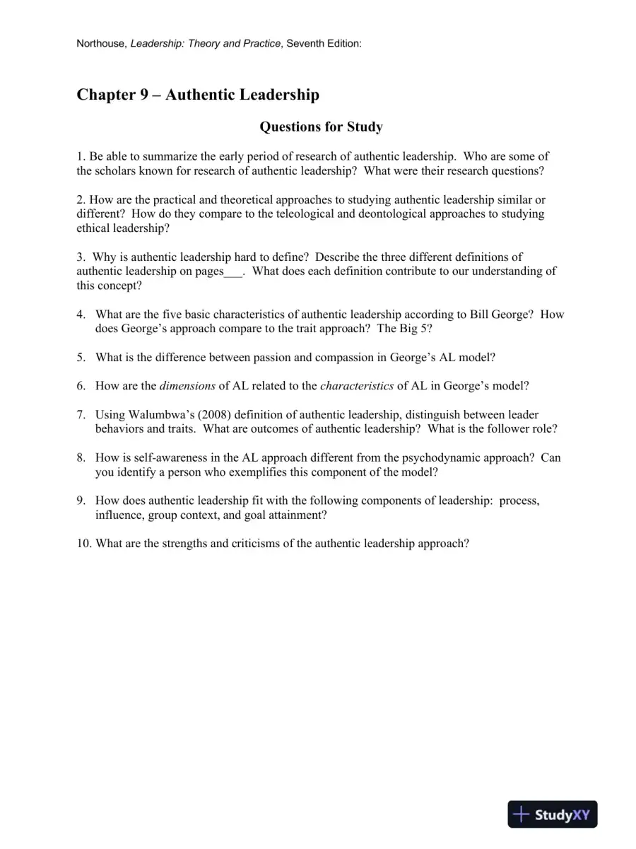 Leadership: Theory And Practice, 7th Edition Solution Manual, page 10