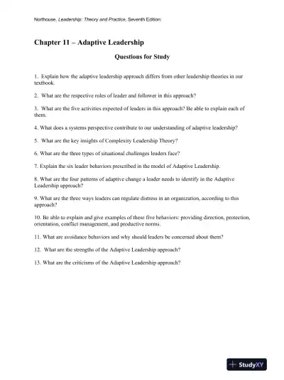 Leadership: Theory And Practice, 7th Edition Solution Manual - Page 12 preview image