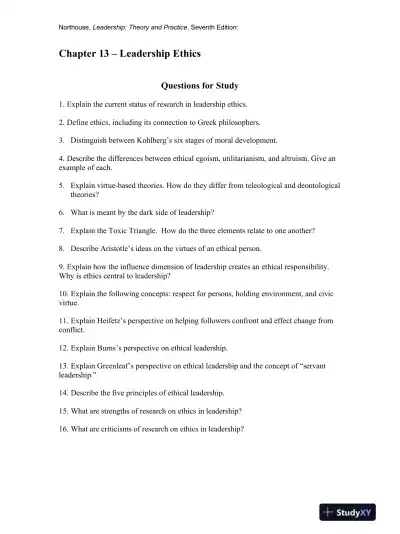 Leadership: Theory And Practice, 7th Edition Solution Manual - Page 14 preview image