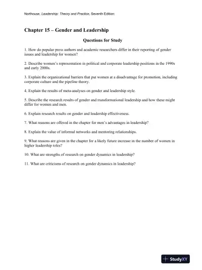 Leadership: Theory And Practice, 7th Edition Solution Manual - Page 16 preview image