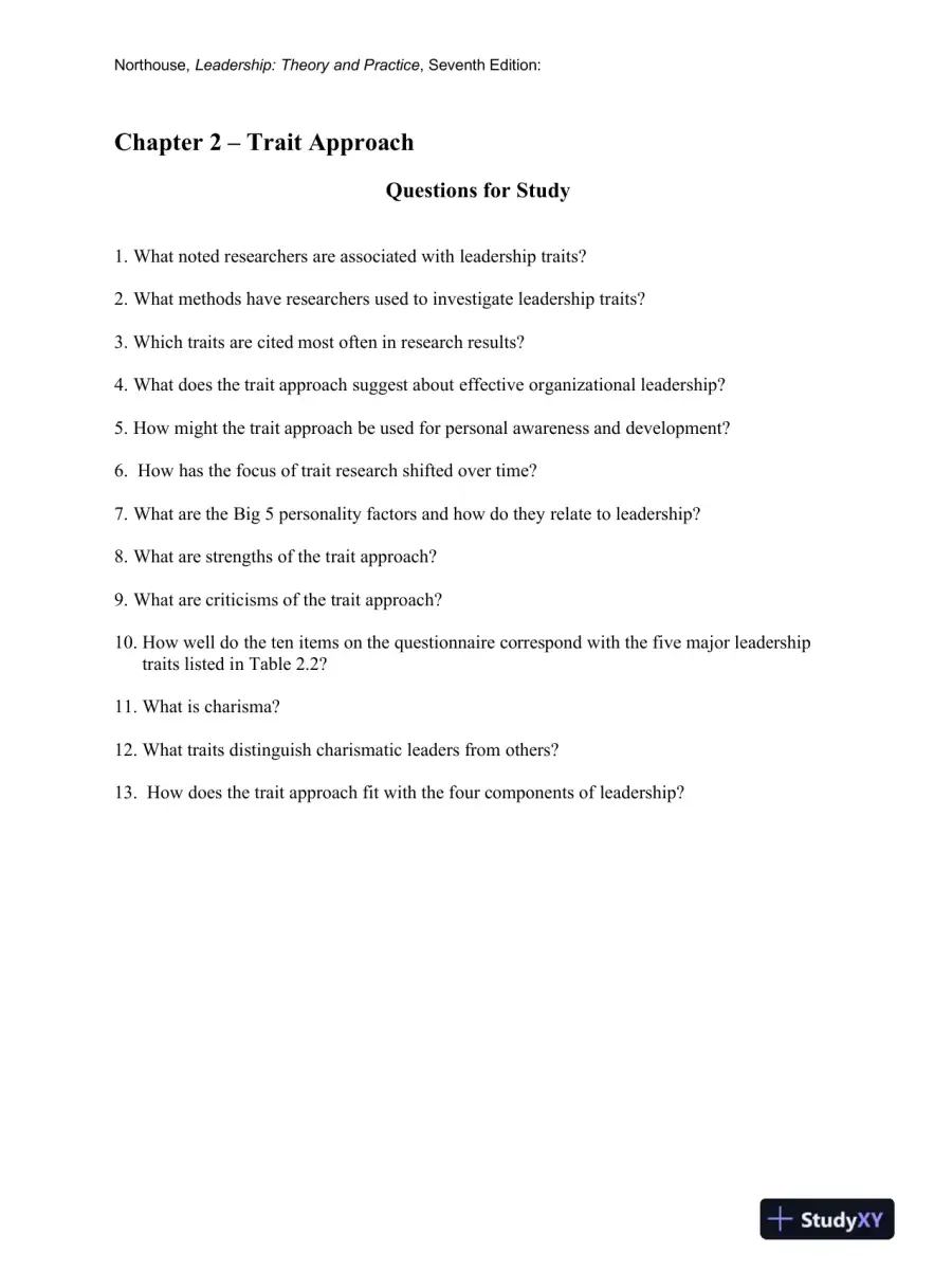 Leadership: Theory And Practice, 7th Edition Solution Manual, page 3