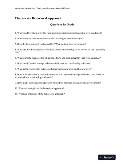 Leadership: Theory And Practice, 7th Edition Solution Manual - Page 5 preview image