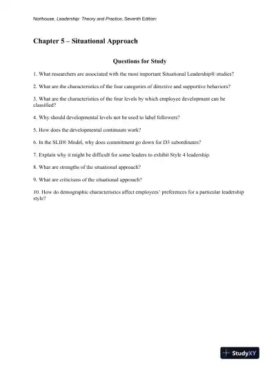 Leadership: Theory And Practice, 7th Edition Solution Manual - Page 6 preview image