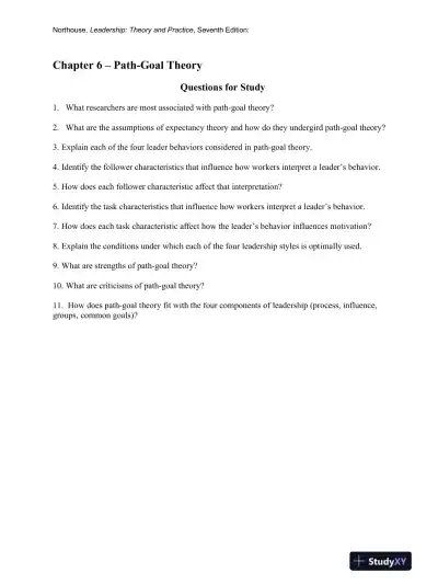 Leadership: Theory And Practice, 7th Edition Solution Manual - Page 7 preview image