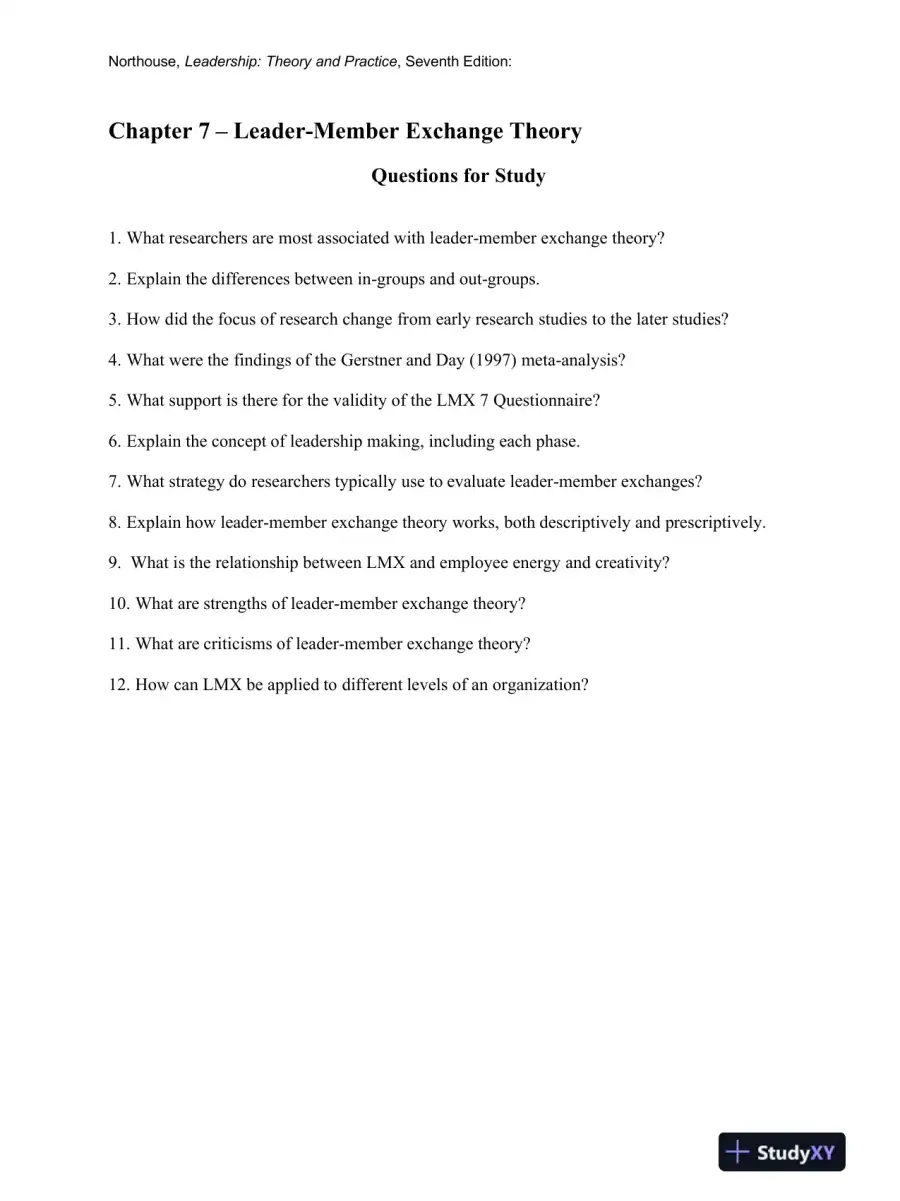 Leadership: Theory And Practice, 7th Edition Solution Manual, page 8