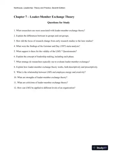 Leadership: Theory And Practice, 7th Edition Solution Manual - Page 8 preview image