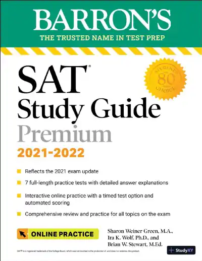 Barron's SAT Study Guide Premium, 2021-2022: 7 Practice Tests and Interactive Online Practice with Automated Scoring (2021) - Page 1 preview image