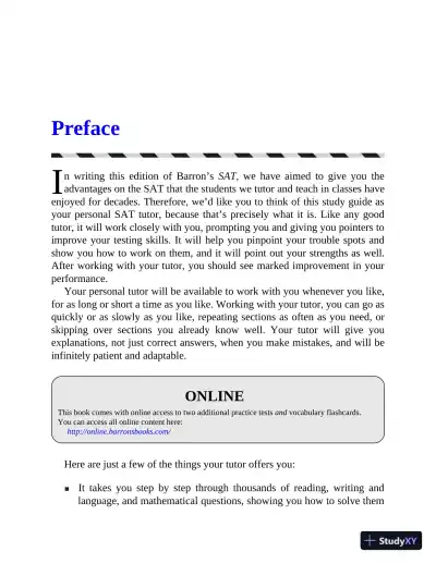 Barron's SAT Study Guide Premium, 2021-2022: 7 Practice Tests and Interactive Online Practice with Automated Scoring (2021) - Page 10 preview image