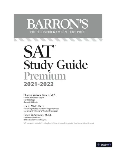 Barron's SAT Study Guide Premium, 2021-2022: 7 Practice Tests and Interactive Online Practice with Automated Scoring (2021) - Page 3 preview image