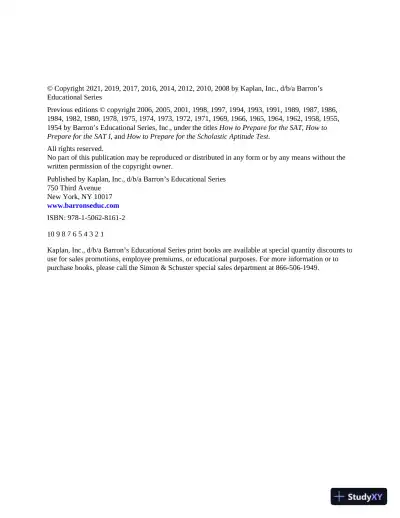 Barron's SAT Study Guide Premium, 2021-2022: 7 Practice Tests and Interactive Online Practice with Automated Scoring (2021) - Page 6 preview image