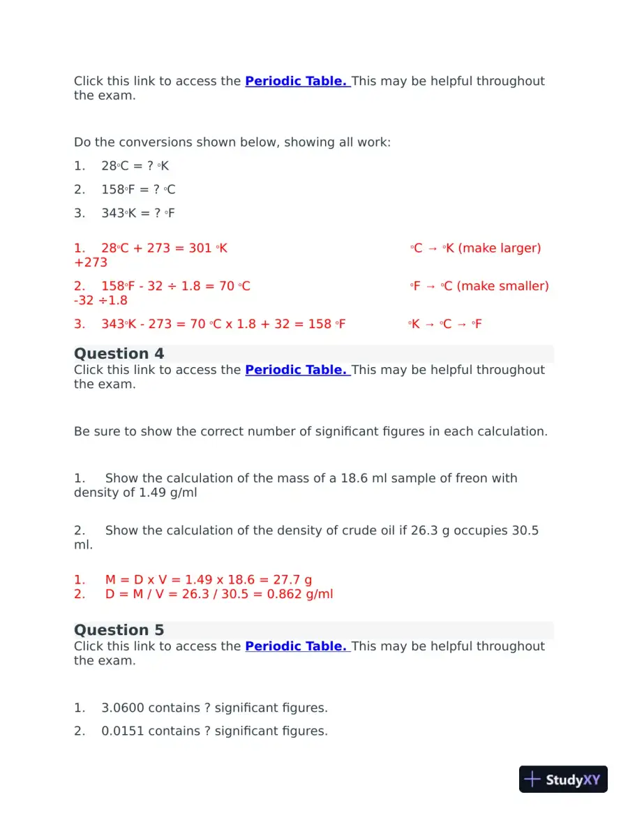 CHEM103 Portage Learning Module 1 to 6 Exam with Answers (72 Solved Questions), page 3