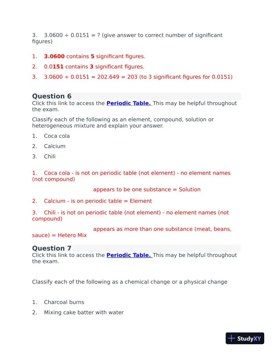 CHEM103 Portage Learning Module 1 to 6 Exam with Answers (72 Solved Questions), page 4