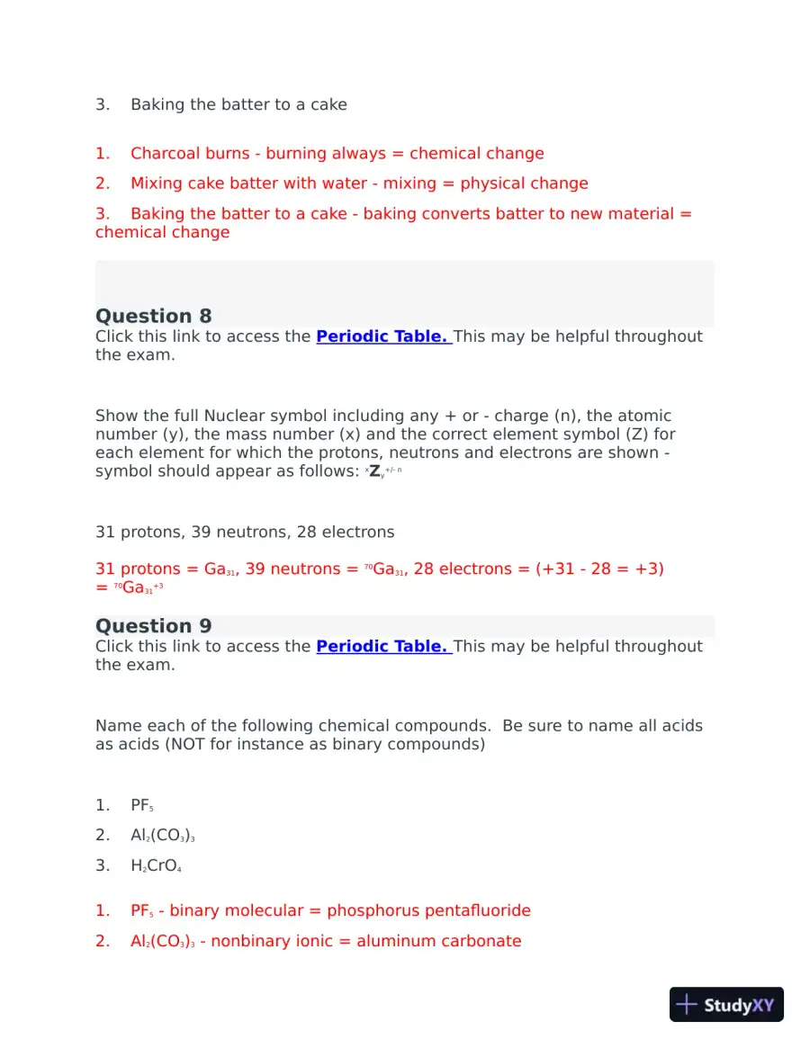 CHEM103 Portage Learning Module 1 to 6 Exam with Answers (72 Solved Questions), page 5