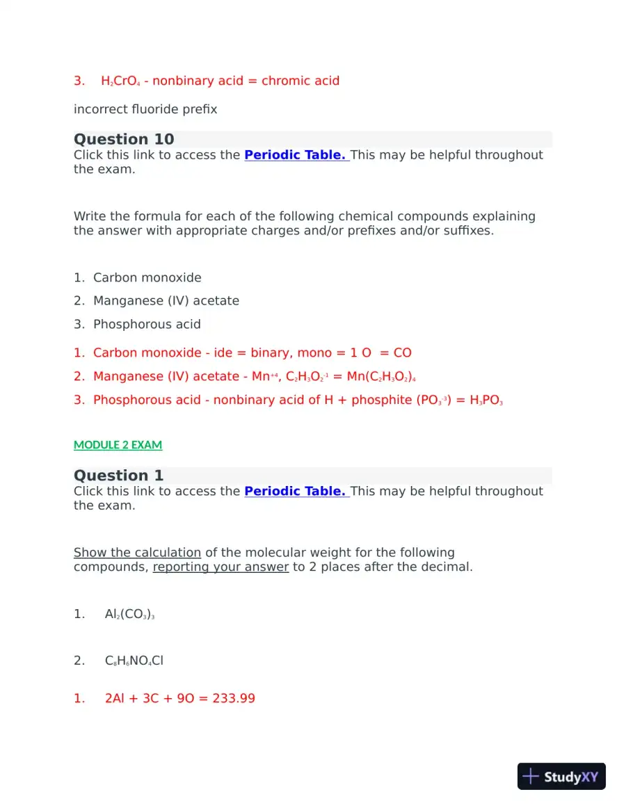 CHEM103 Portage Learning Module 1 to 6 Exam with Answers (72 Solved Questions), page 6