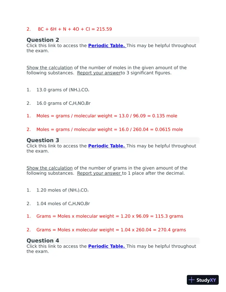 CHEM103 Portage Learning Module 1 to 6 Exam with Answers (72 Solved Questions), page 7