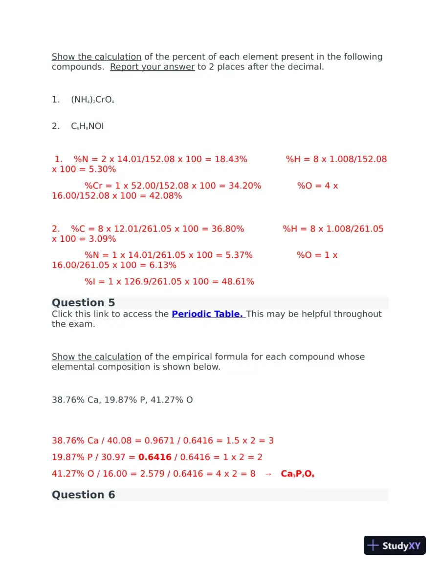 CHEM103 Portage Learning Module 1 to 6 Exam with Answers (72 Solved Questions), page 8
