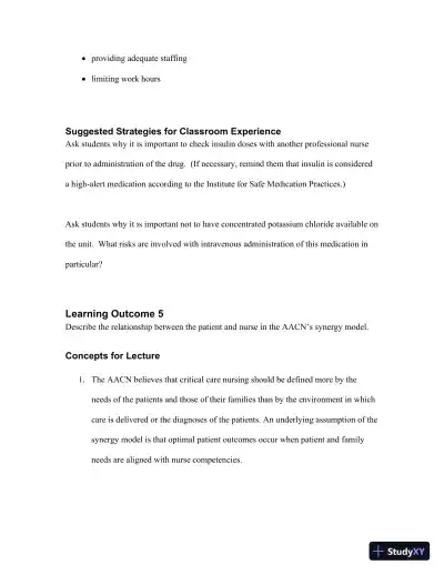 Class Notes For Understanding the Essentials of Critical Care Nursing, 2nd Edition - Page 12 preview image