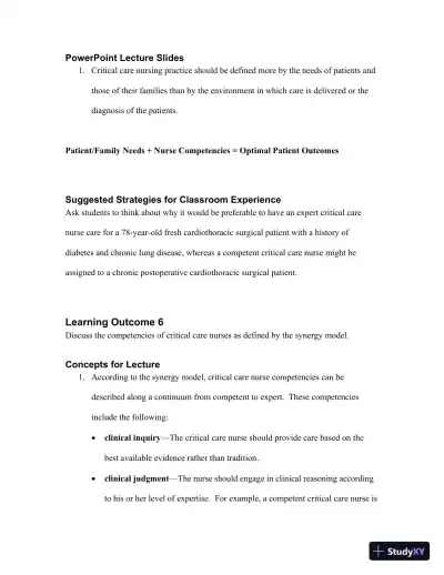 Class Notes For Understanding the Essentials of Critical Care Nursing, 2nd Edition - Page 13 preview image