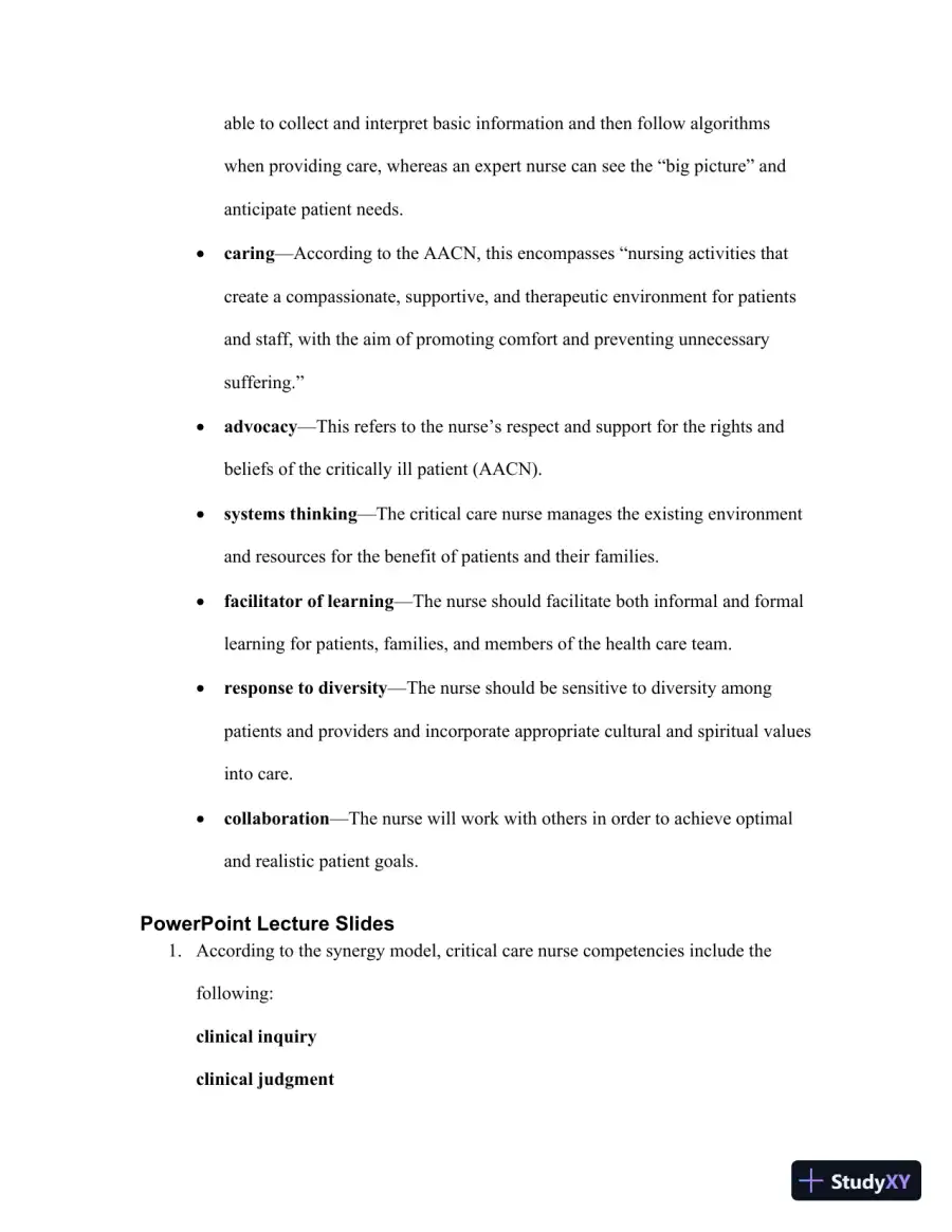 Class Notes For Understanding the Essentials of Critical Care Nursing, 2nd Edition, page 14