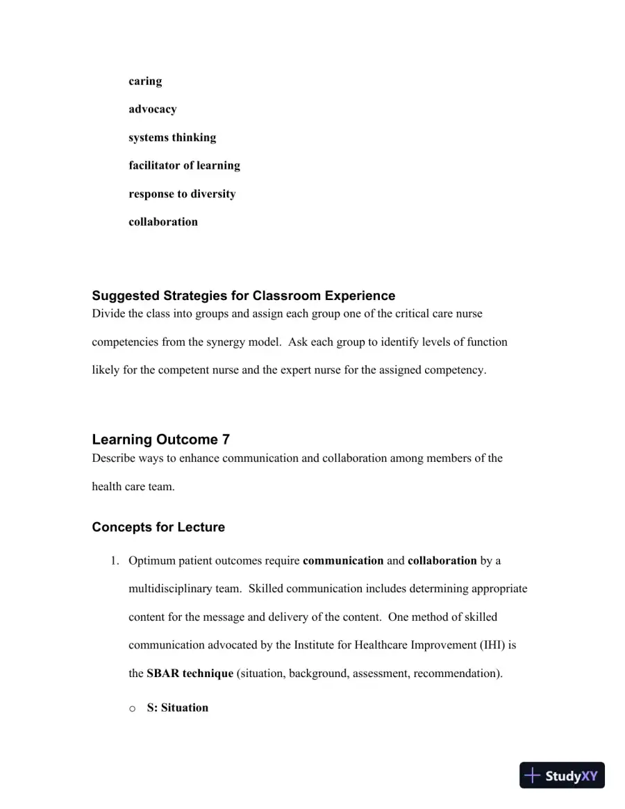 Class Notes For Understanding the Essentials of Critical Care Nursing, 2nd Edition, page 15