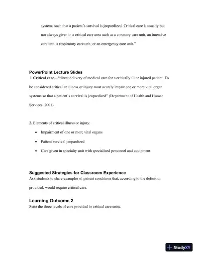 Class Notes For Understanding the Essentials of Critical Care Nursing, 2nd Edition - Page 3 preview image