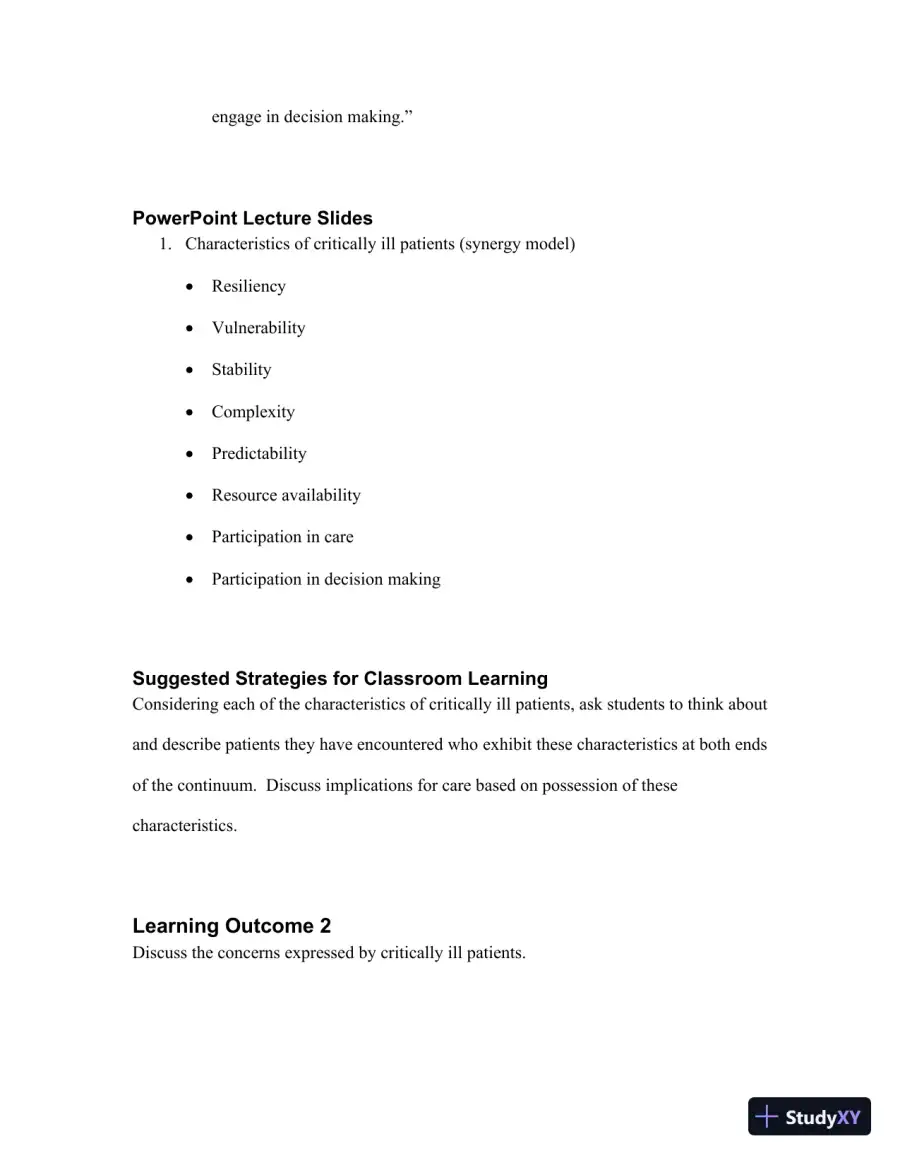 Class Notes For Understanding the Essentials of Critical Care Nursing, 2nd Edition, page 30
