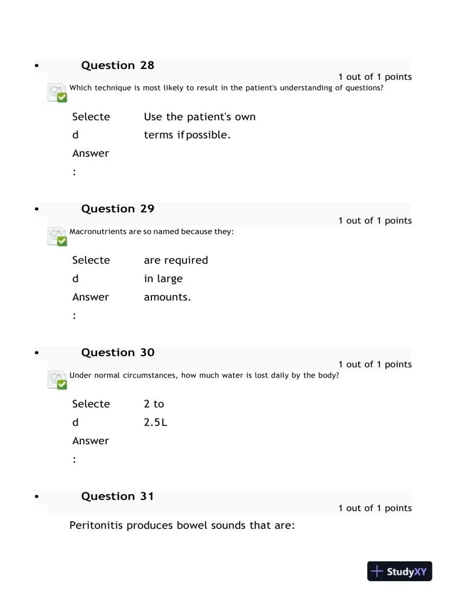2023 NURS6512 Health Assessment Midterm Exam With Answers (100 Solved Questions), page 14