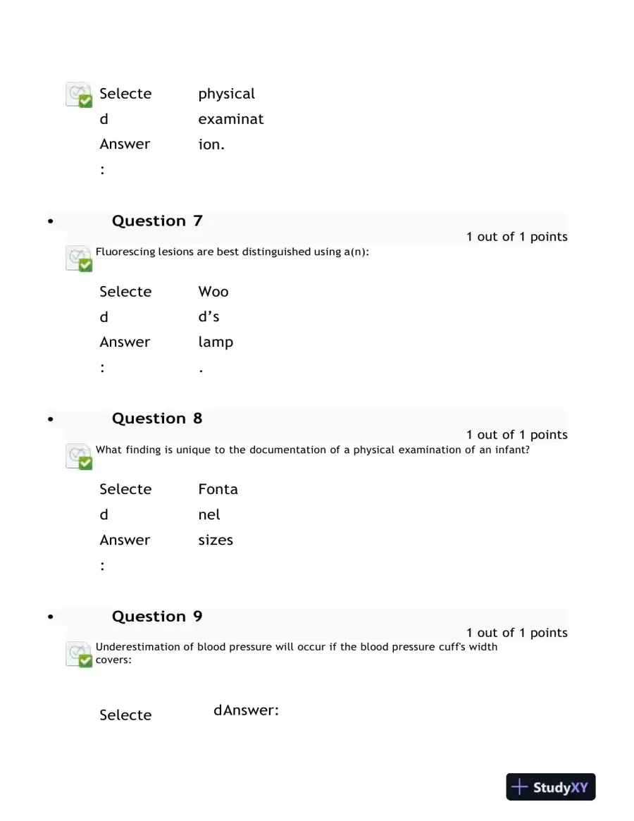 2023 NURS6512 Health Assessment Midterm Exam With Answers (100 Solved Questions), page 5