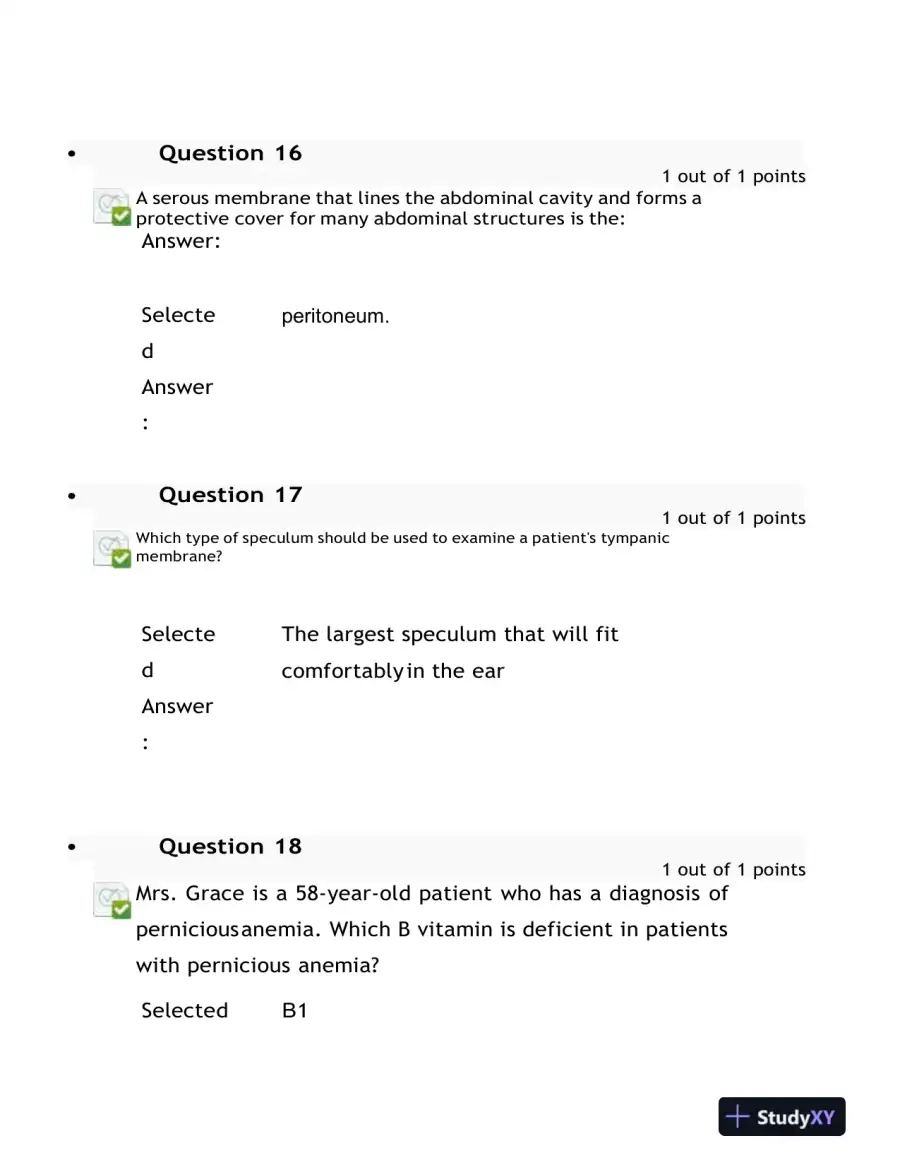 2023 NURS6512 Health Assessment Midterm Exam With Answers (100 Solved Questions), page 9