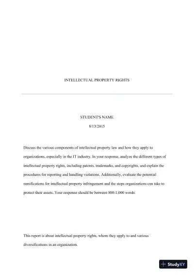 Intellectual Property Rights and Their Impact on the IT Industry: Protection, Violations, and Ramifications - Page 1 preview image