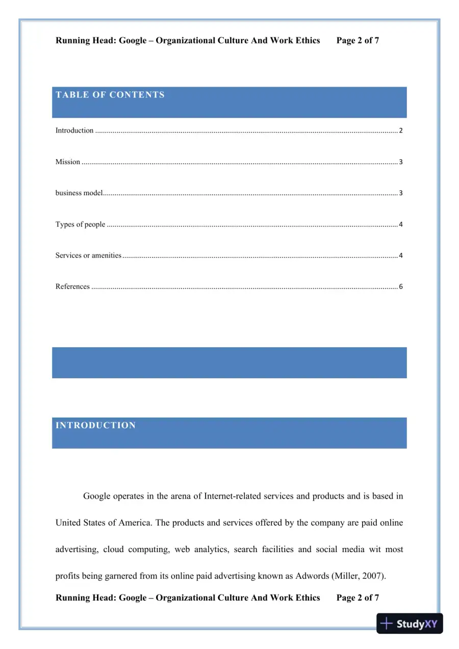 Google � Organizational Culture and Work Ethics, page 3